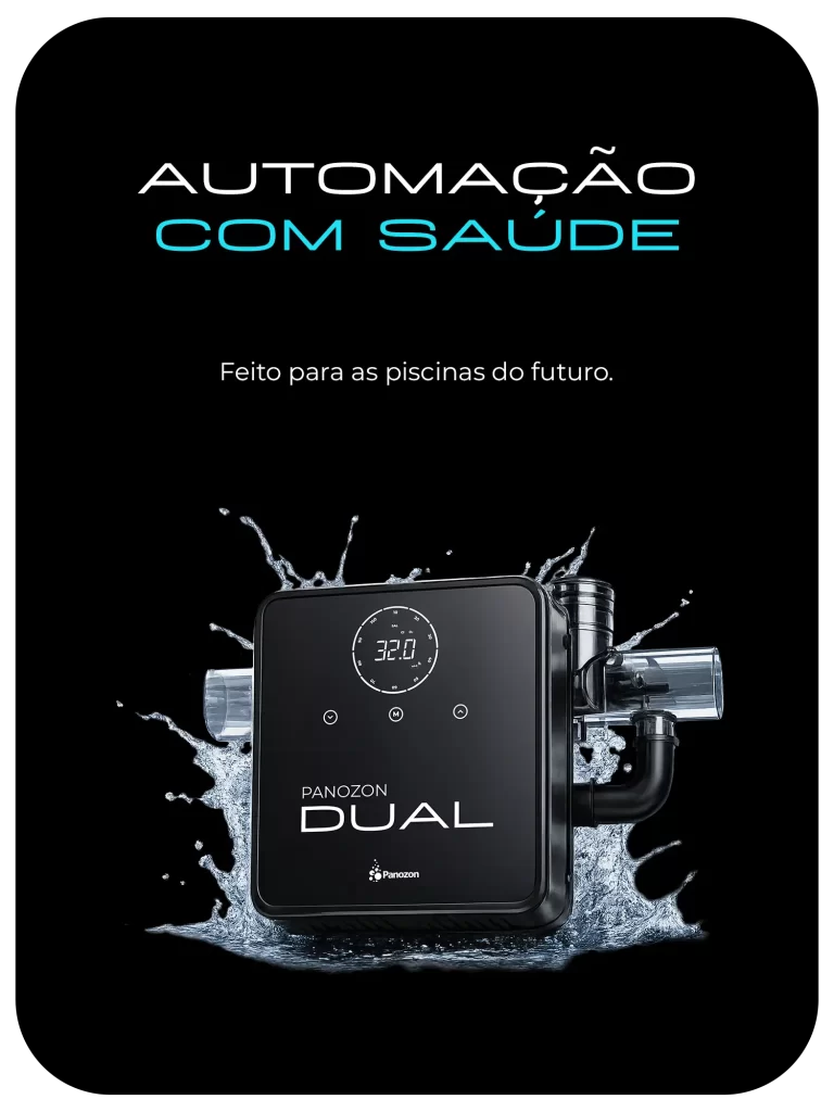 Arte oficial do Panozon Dual: automação com saúde, feito para as piscinas do futuro